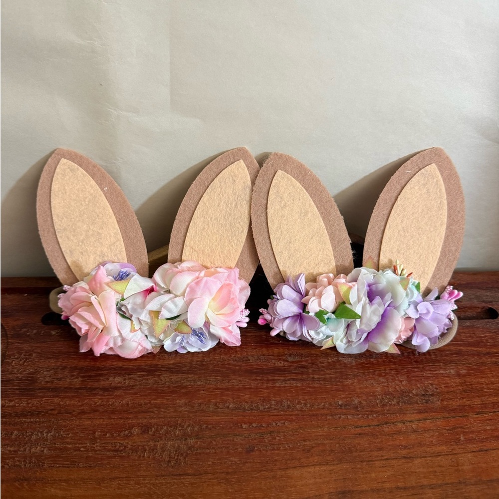 Easter Cloth Bunny Ear Flowers Headbands Easter Day Festive Long Ears Hair Hoop